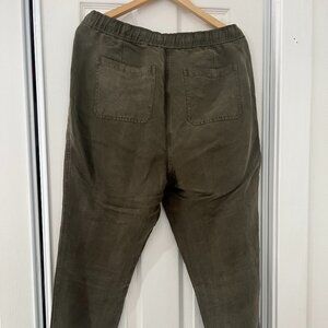 Womens Marine Layer Olive Green Elastic Waist Tapered Joggers Pants Sz L